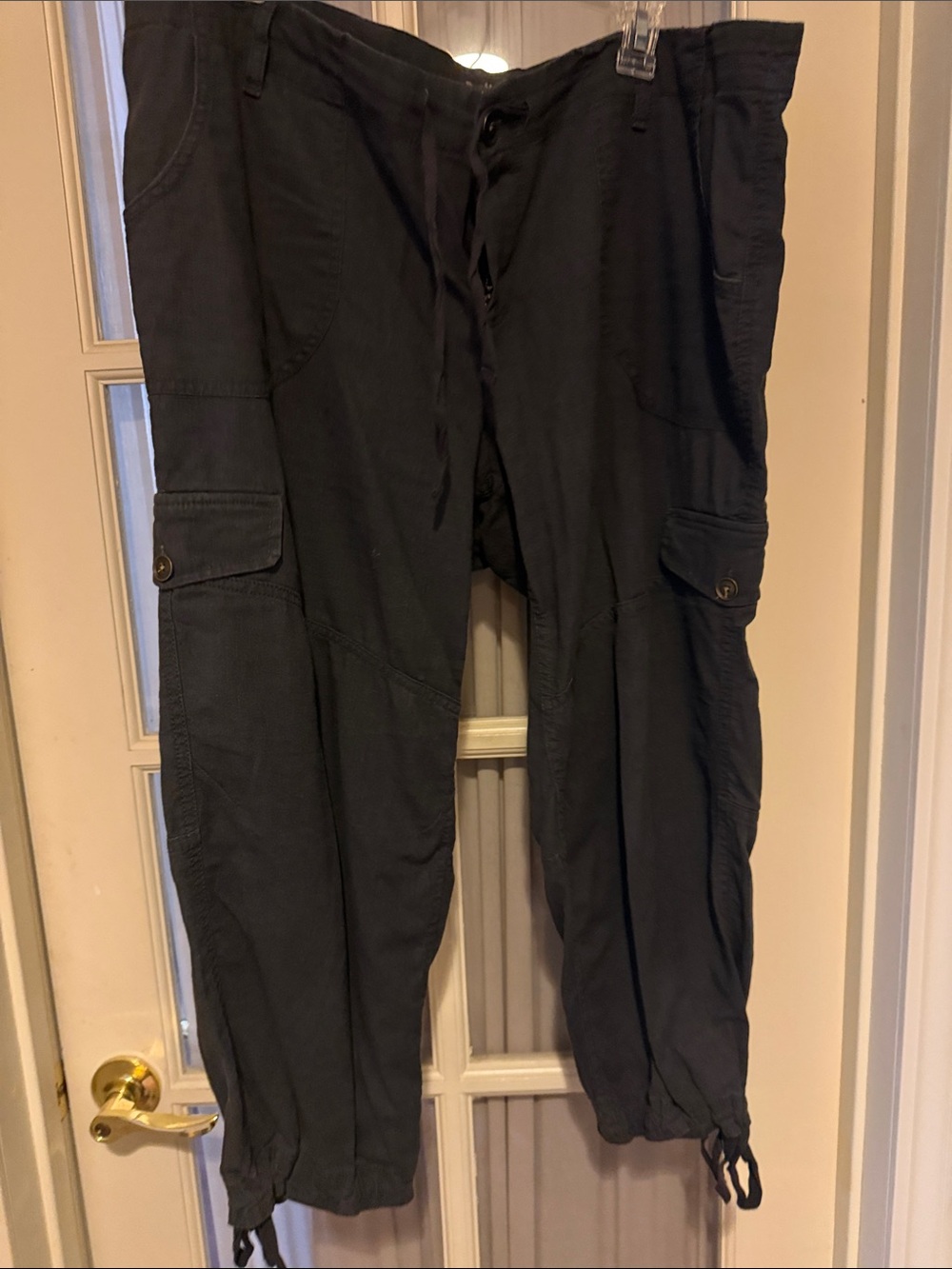 Women’s Dark Brown Cargo Pants with Drawstring Waist